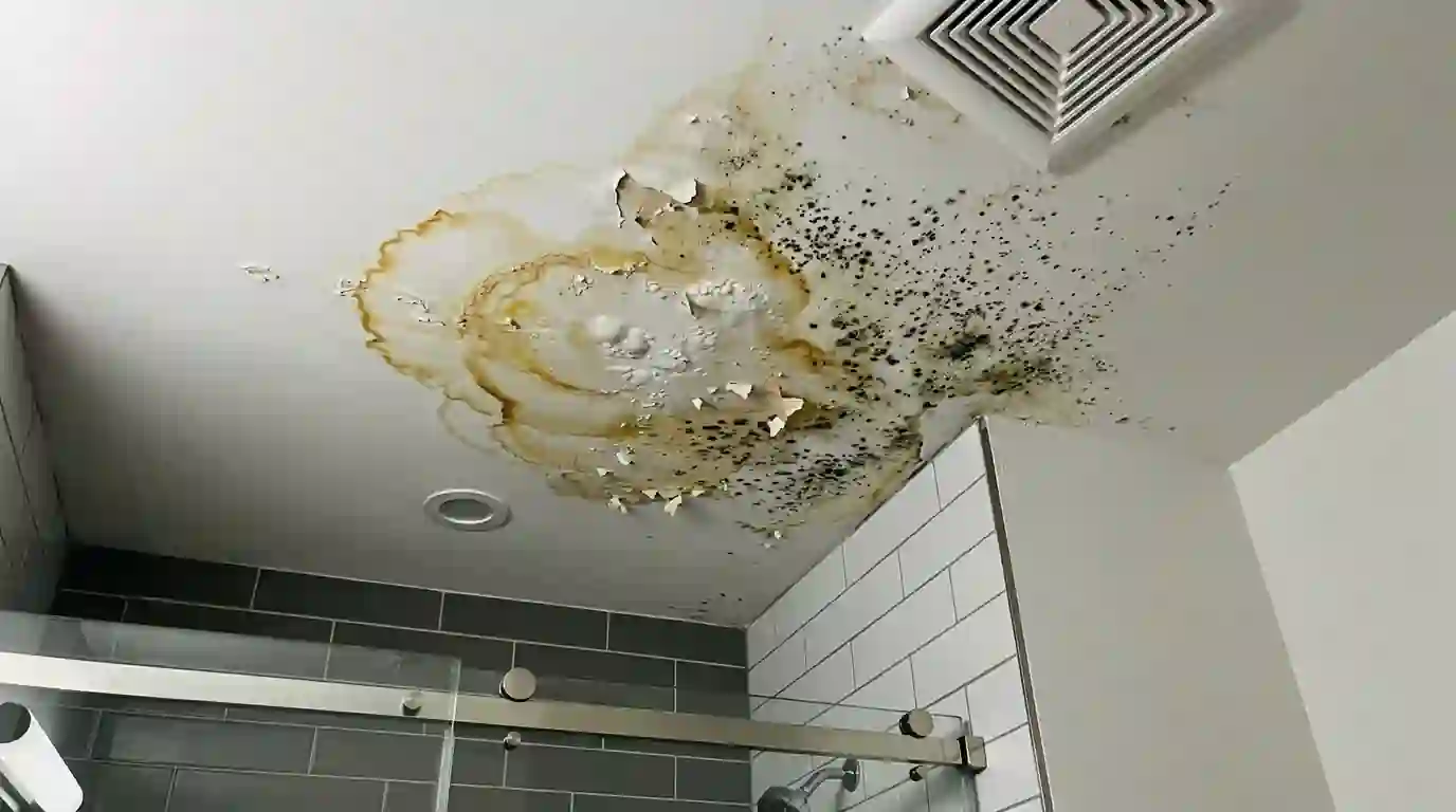 Condo bathroom ceiling stain from the unit above