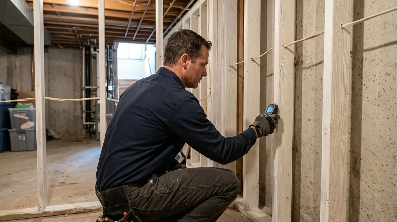 Follow-up moisture reading on coated framing