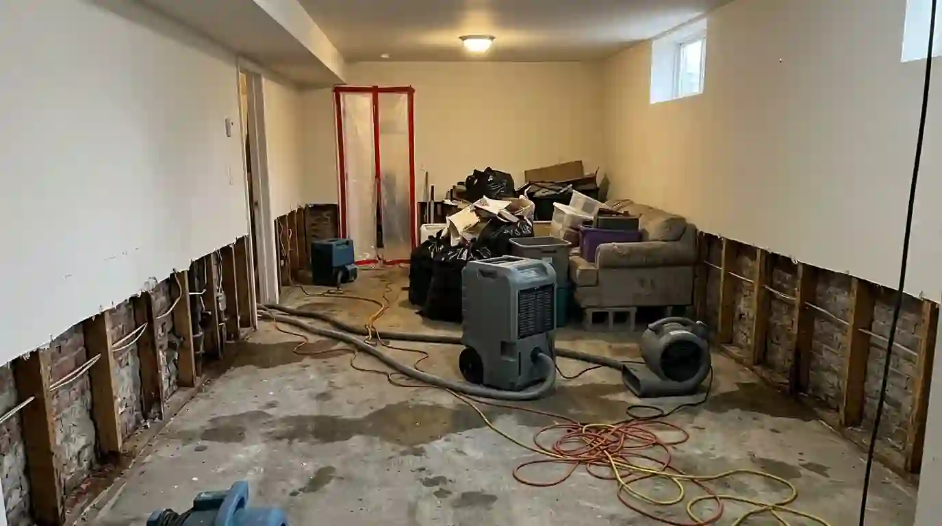 Drying a flooded basement unit in Astoria