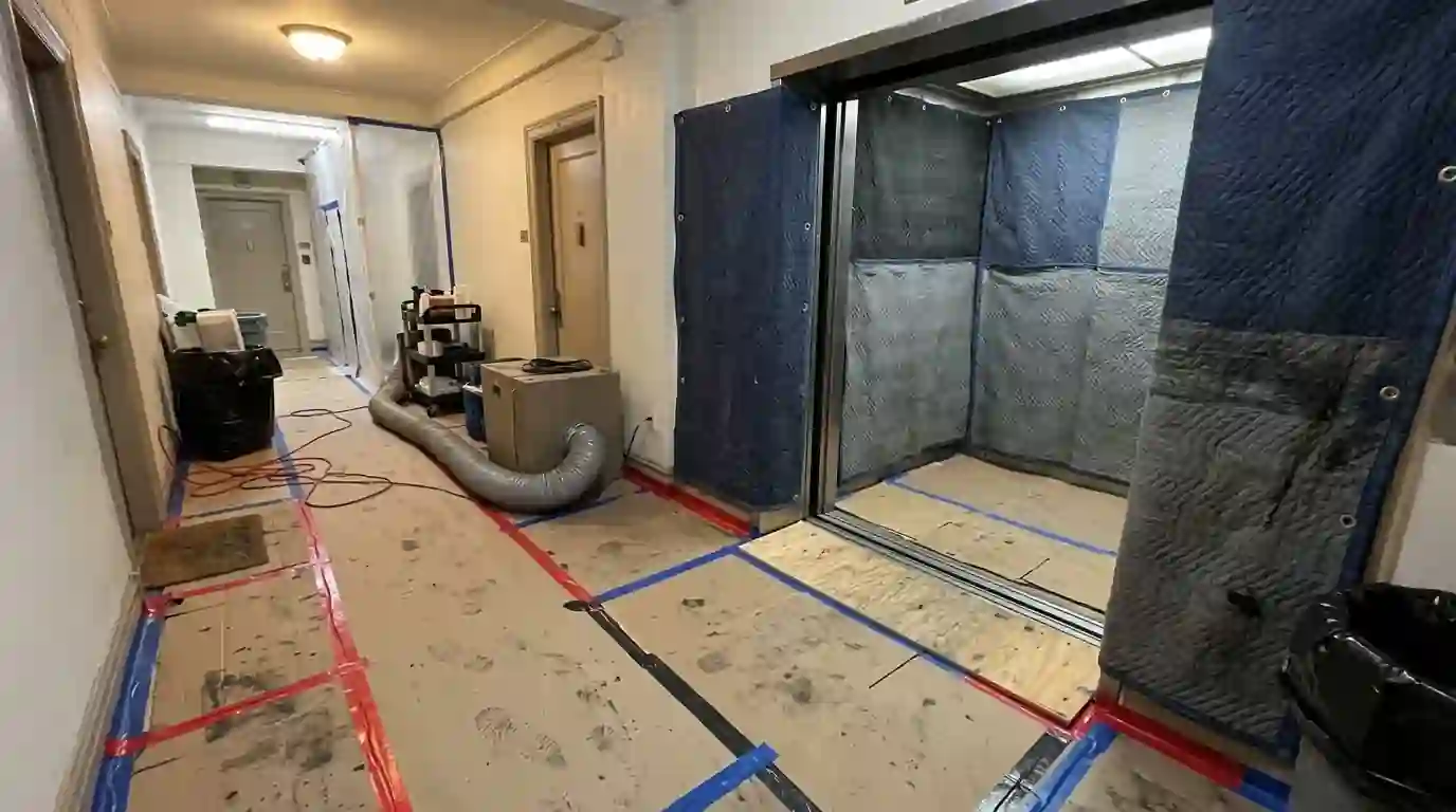 Protected elevator and hallway in a co-op building