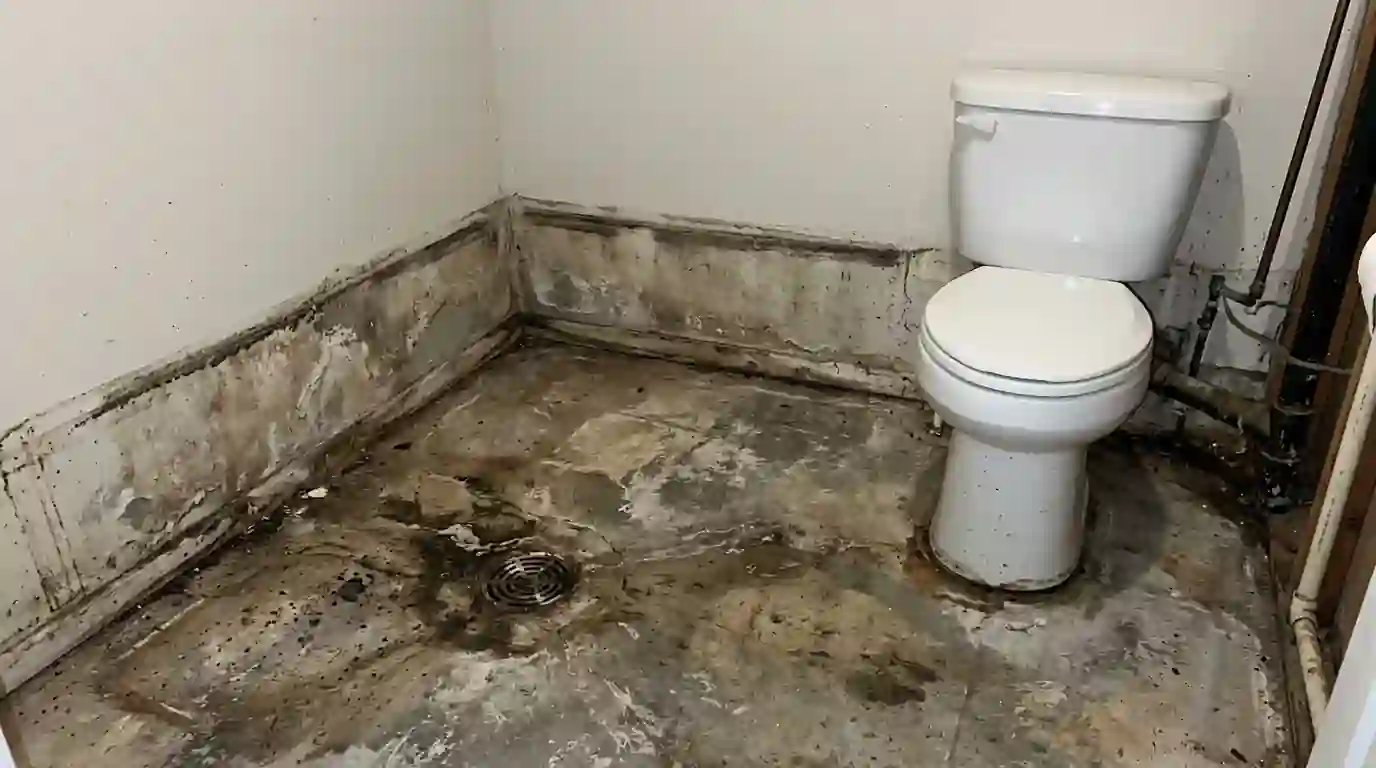 Water line on a basement wall after a toilet backup