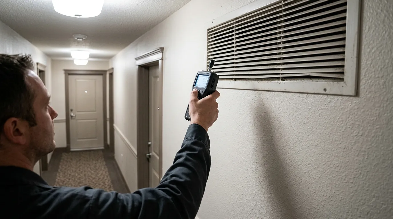 Measuring airborne particles near a return vent