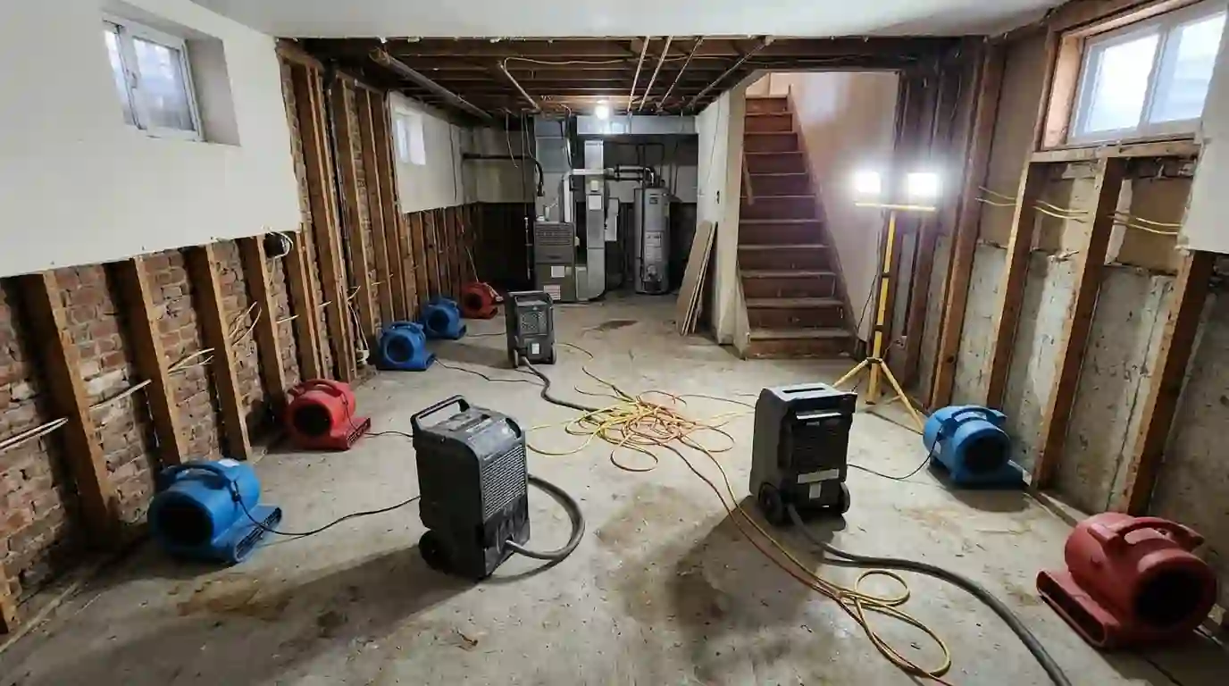 Drying a Queens basement after a sewer backup