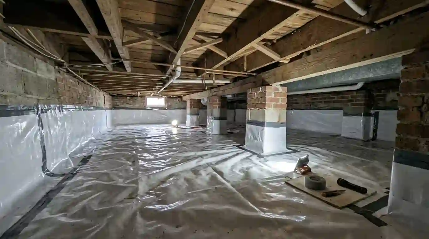New vapor barrier under a bungalow addition