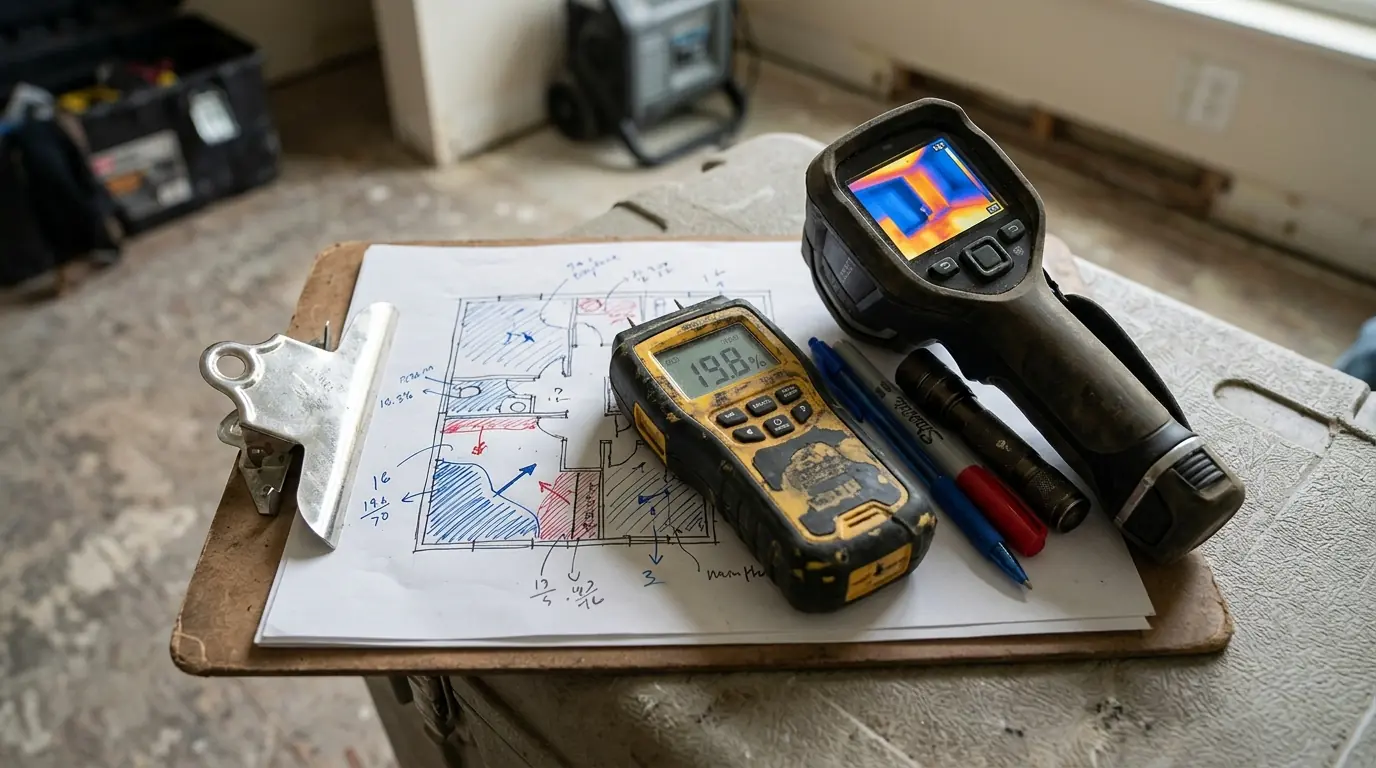 Inspection tools laid out before a job