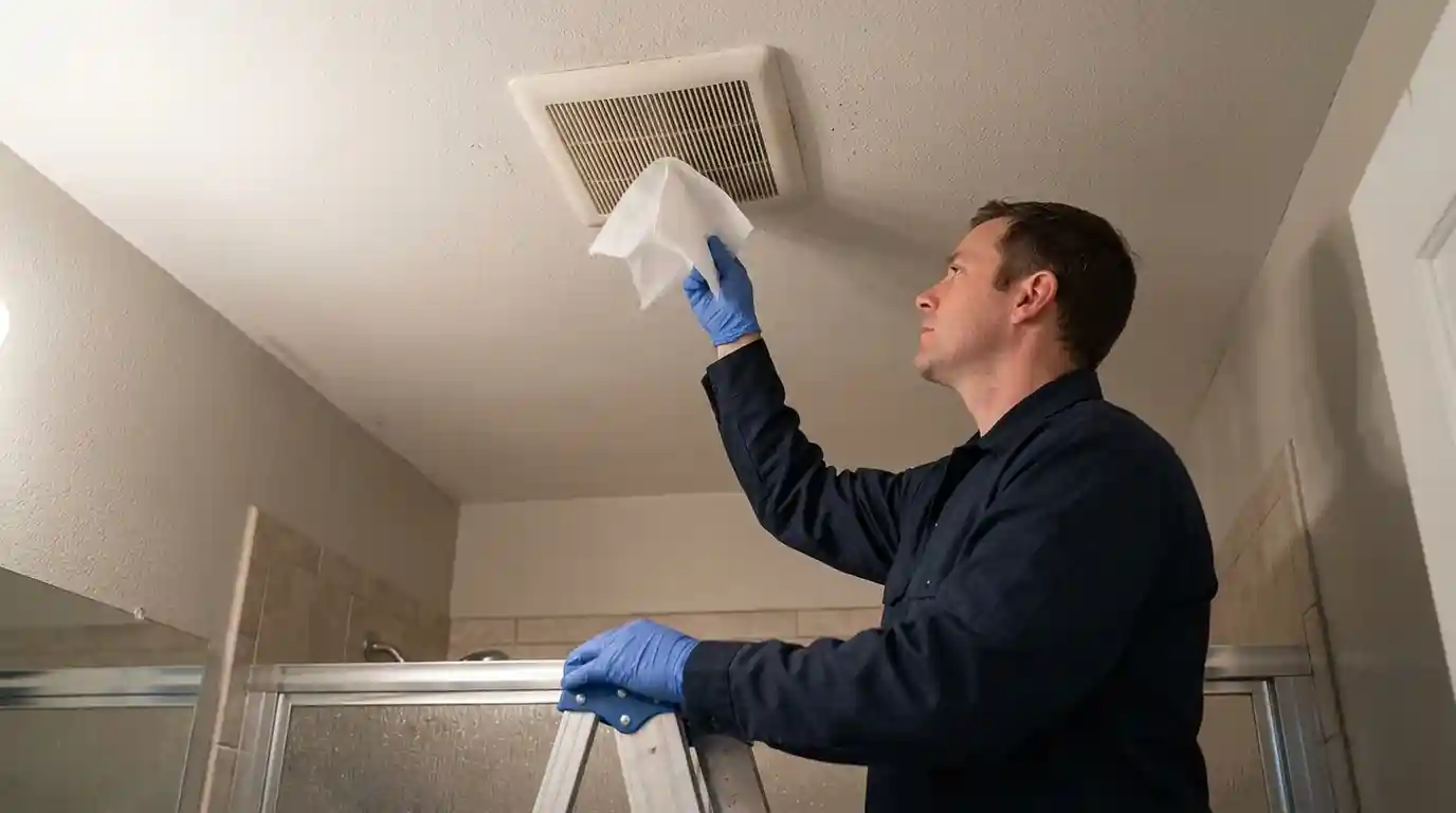 Testing bathroom fan airflow at the grille