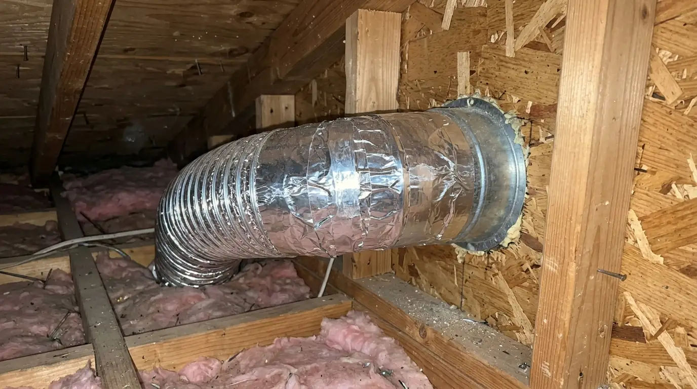 Bath fan duct connected to an exterior vent
