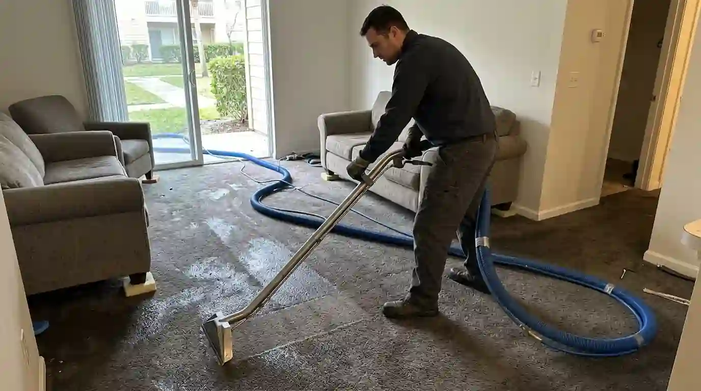 Extracting water from carpet in a ground floor apartment