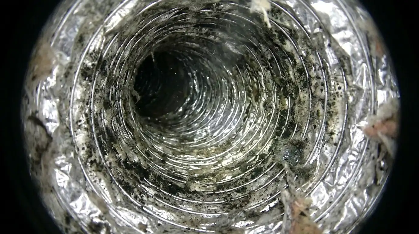 Camera view of mold inside flexible duct