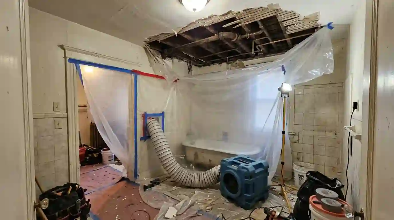 Opening a bathroom ceiling in a University Heights apartment