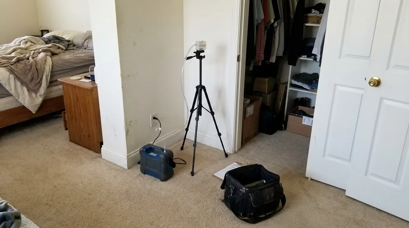 Indoor air sample running in a bedroom