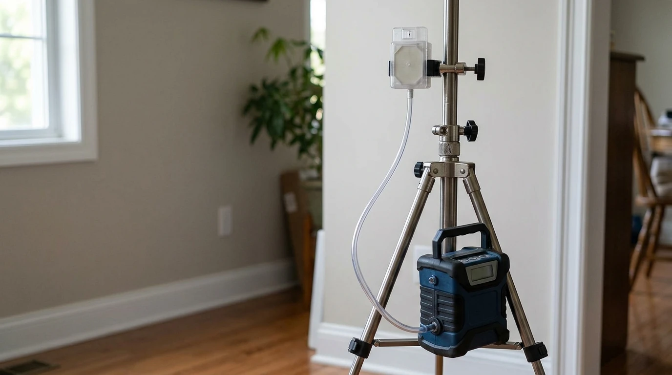 Outdoor baseline air sample beside an open window